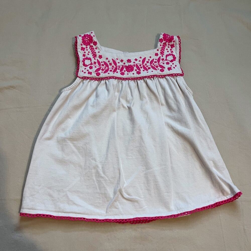 Mini Boden Pink Embroidered Mexican Style Tank Top Size 6-7